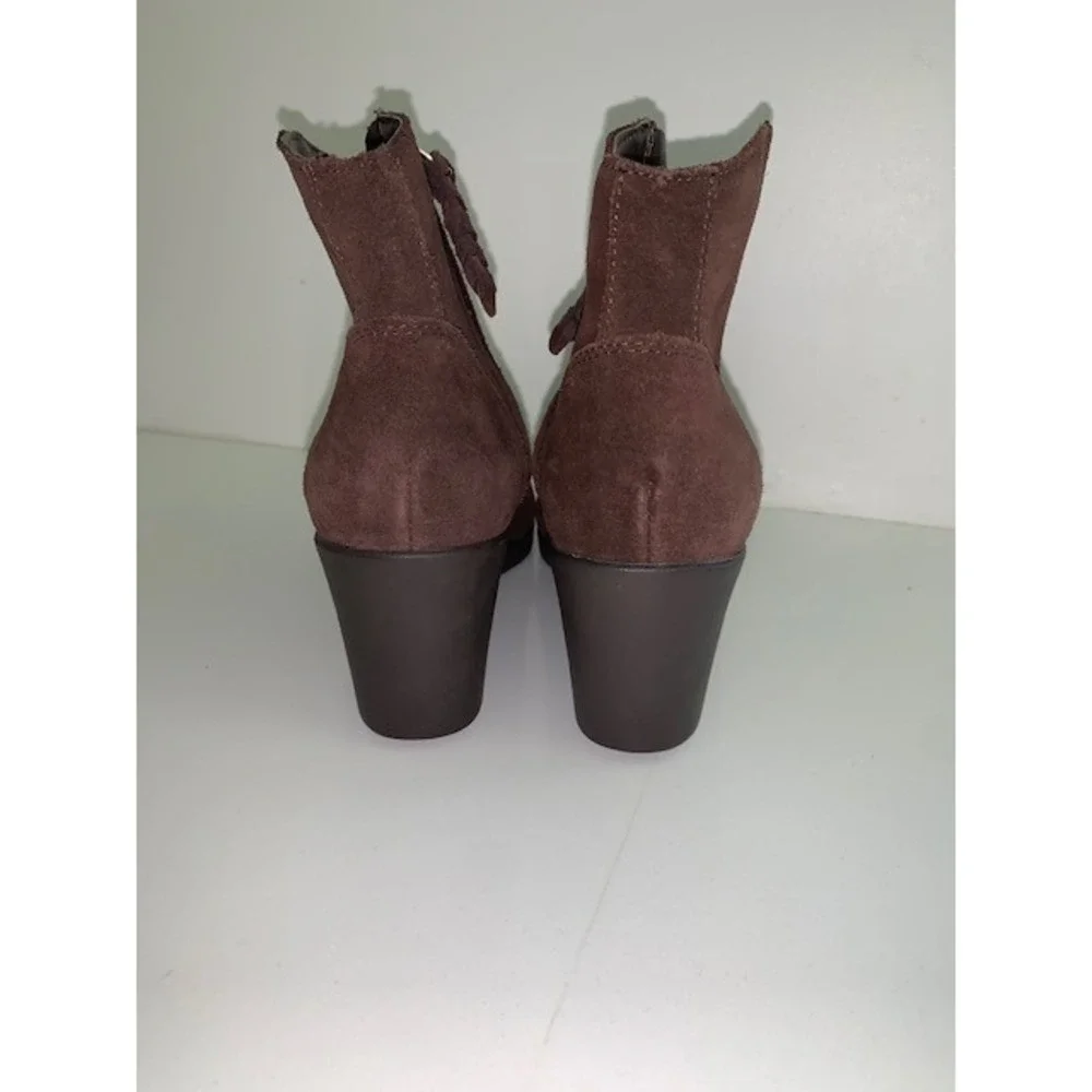 Crocs Leigh Ankle‎ Wedge Bootie Brown Suede Side Zip Boots 203418 Womens 6